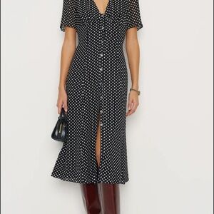 Reformation Black and White Midi Dress